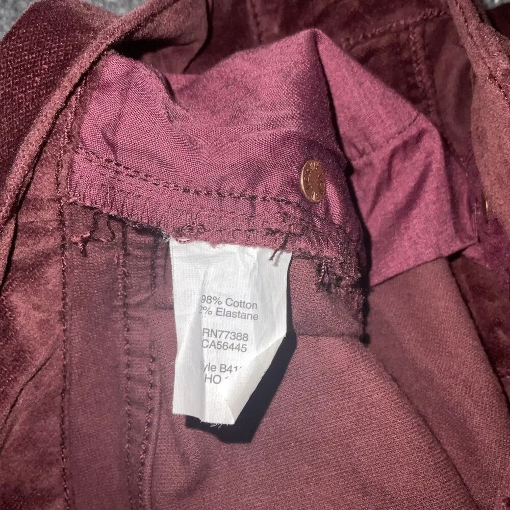 J.CREW Pants Womens Size 28 Plum Burgundy Velvet Skinny Fall Winter Staple